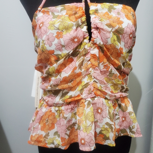 Aqua Retro Floral Halter Top - 100% Exclusive - Picture 2 of 3